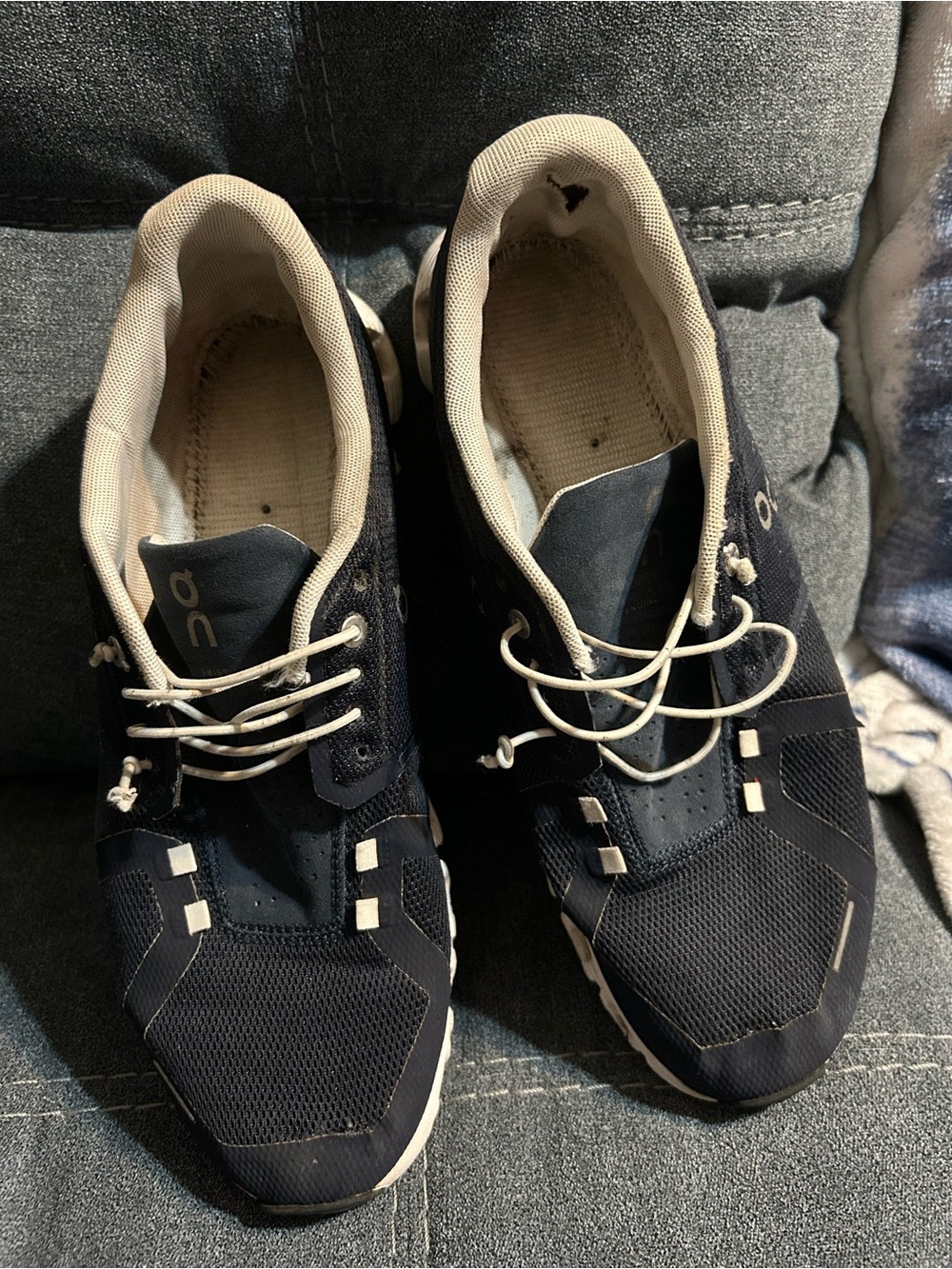 On Running Men's Athletic Sneakers in Navy and White